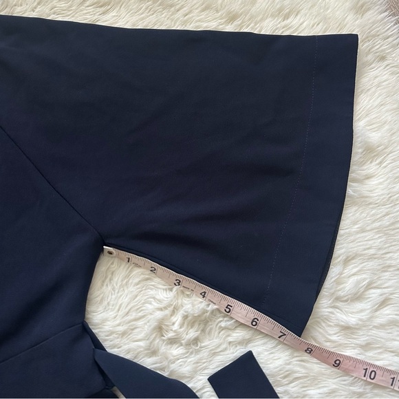 The Fold London Clever Crepe Kimono Jacket Short Sleeve Tie Waist Navy Sz 8 - Picture 12 of 12